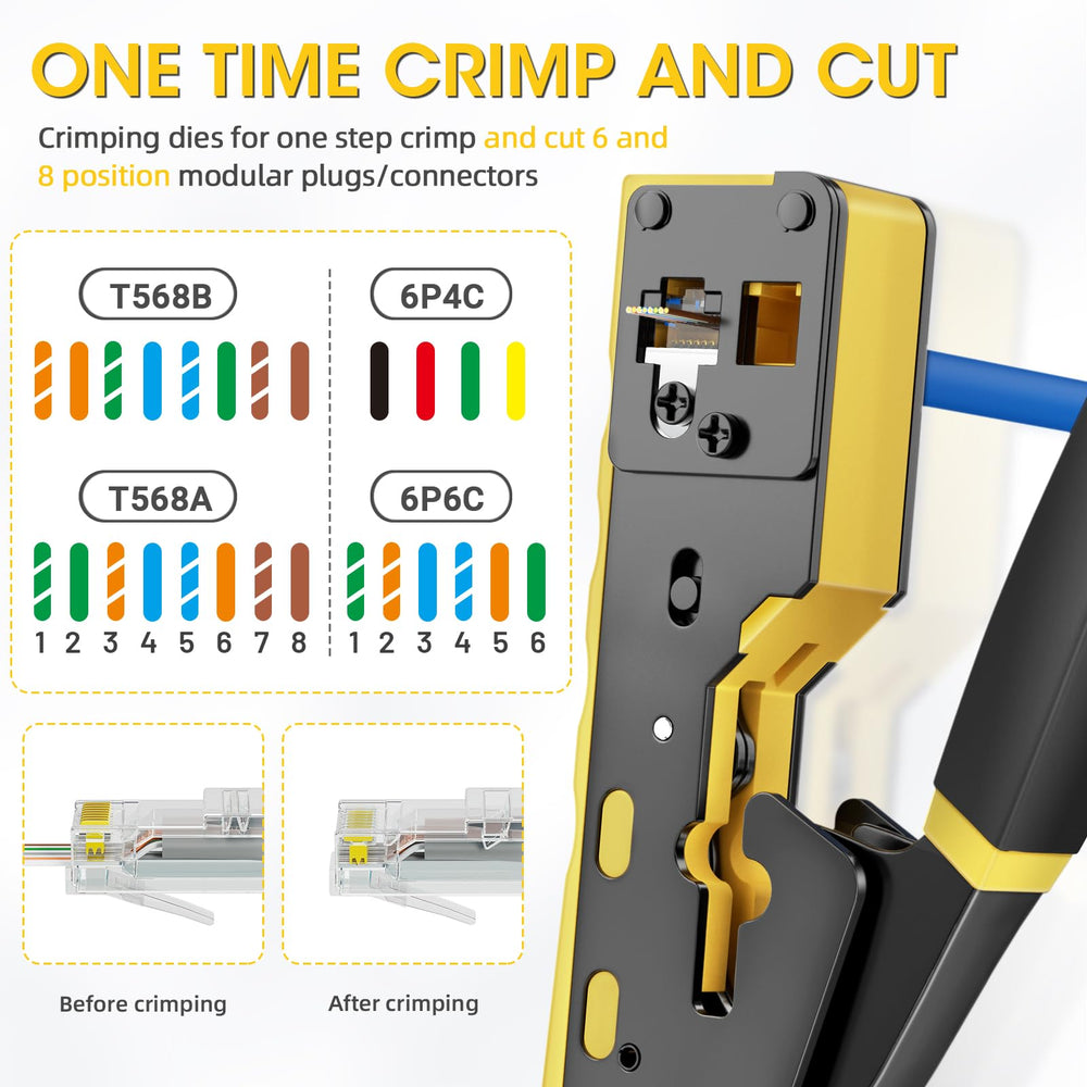 ZOERAX crimpado de conector RJ45 asegurando conexión firme