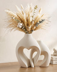 Zormon jarrón frontal blanco en forma de corazón elegante para mesa