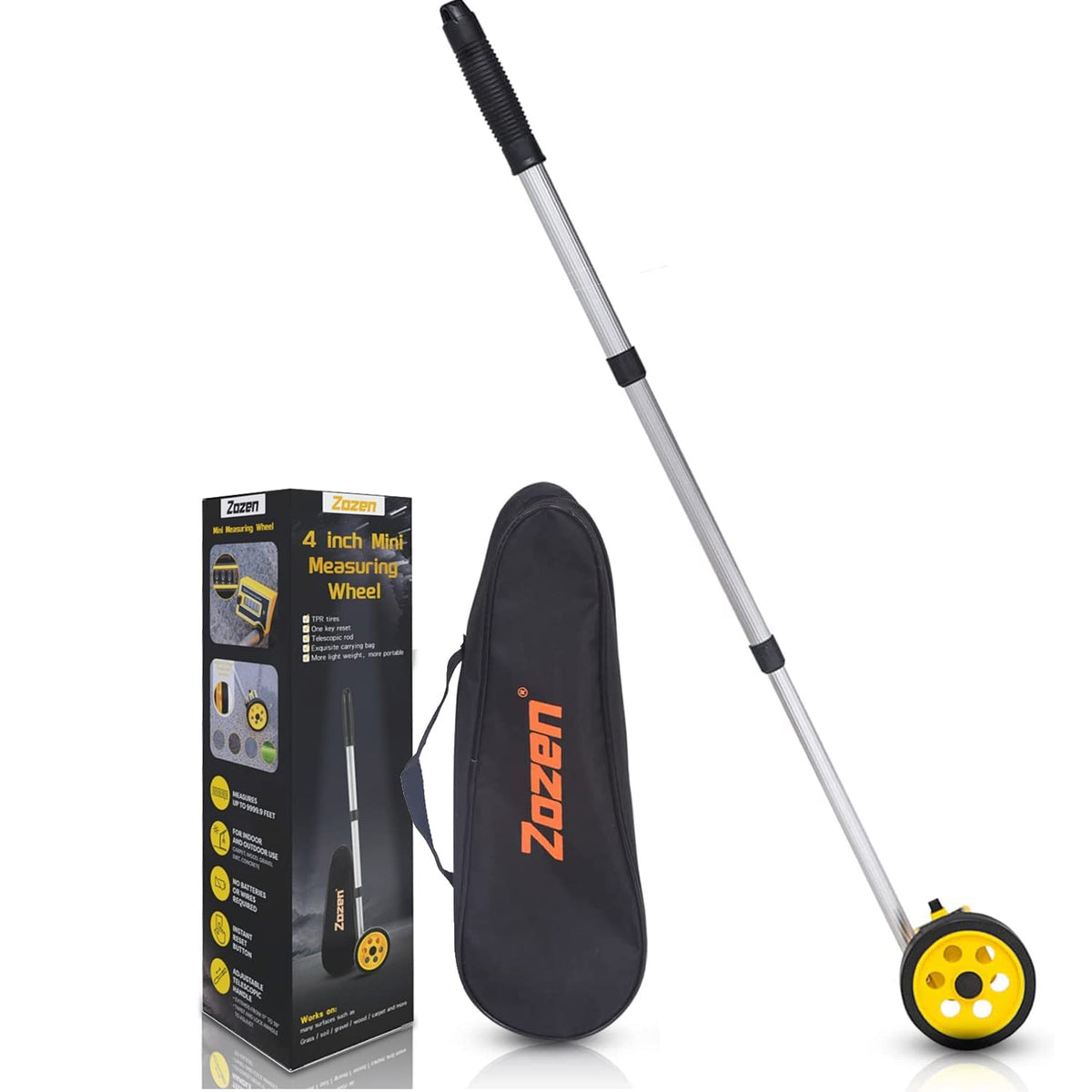 zozen rueda frontal con paquete mostrando diseño compacto y portabilidad