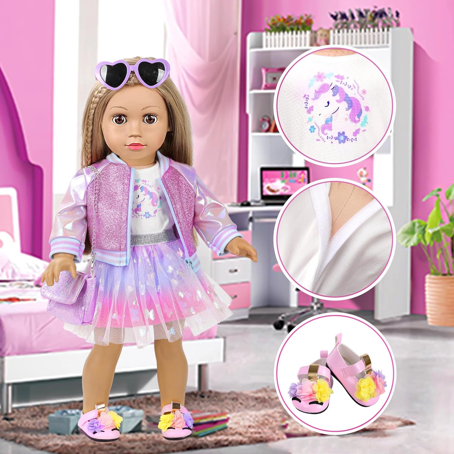 ZQDOLL zapatos y bolso junto a una regla para ver la escala exacta