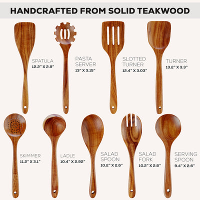 Zulay Kitchen wooden spoons stirring a pot, protects non-stick pans