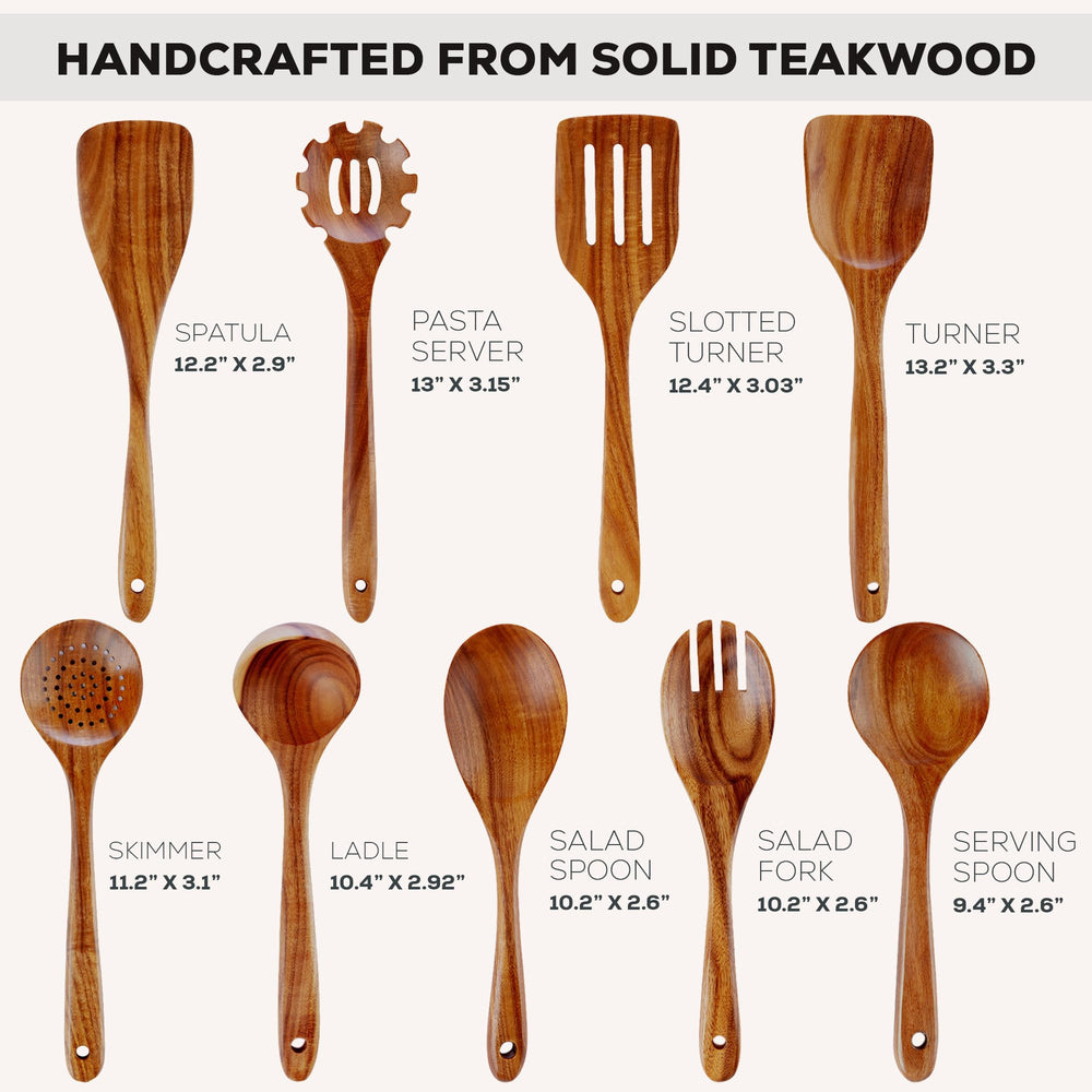 Zulay Kitchen wooden spoons stirring a pot, protects non-stick pans