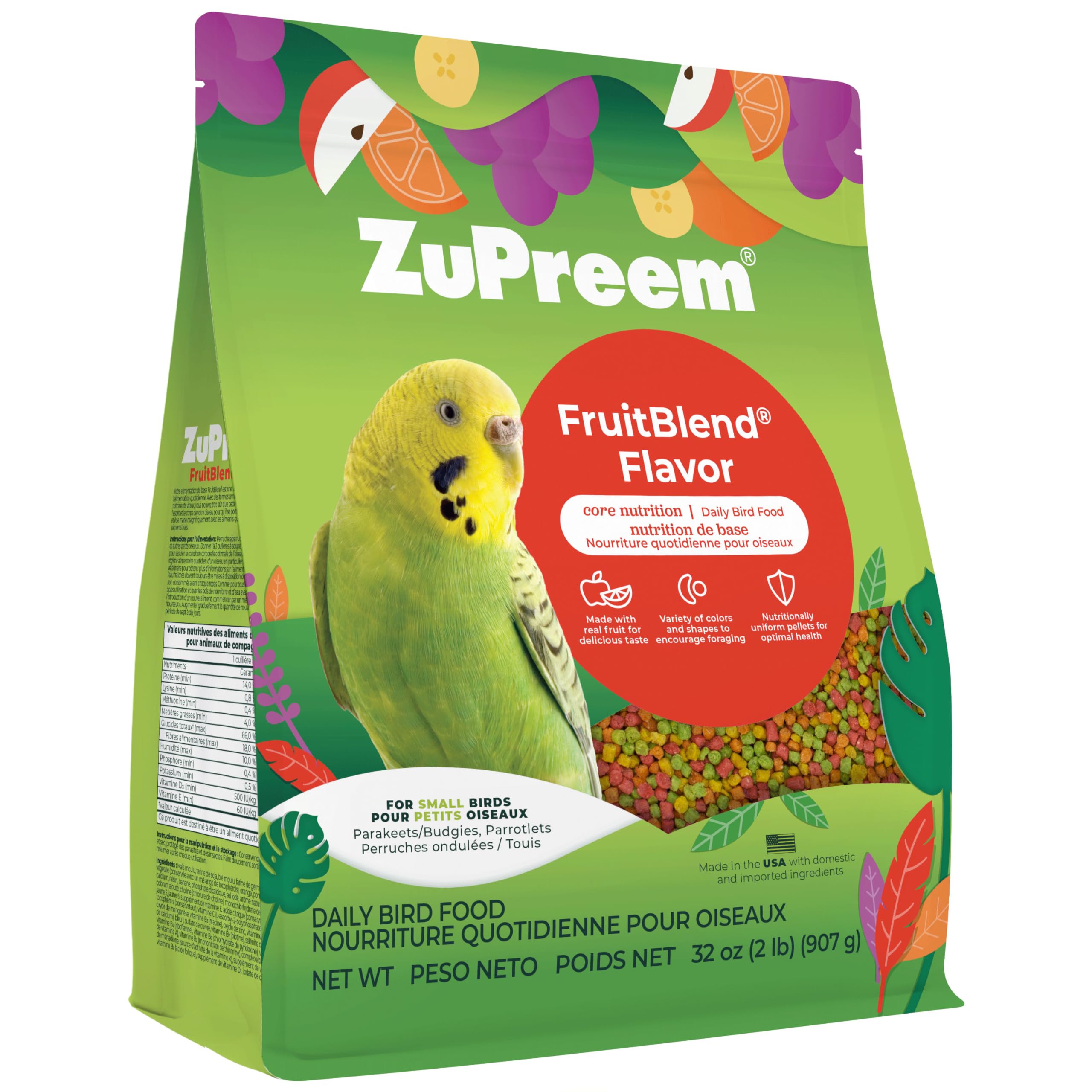 ZuPreem paquete frontal 2 lb que muestra diseño y beneficios