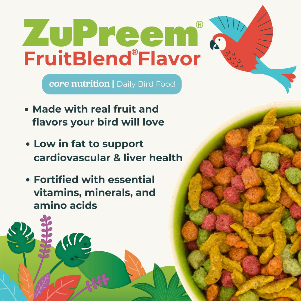 ZuPreem gránulos en primer plano, resalta textura y atractivo frutal