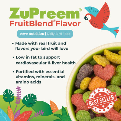 ZuPreem close-up of fruit-shaped pellets highlighting texture and visual appeal