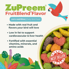 ZuPreem close-up of fruit-shaped pellets highlighting texture and visual appeal