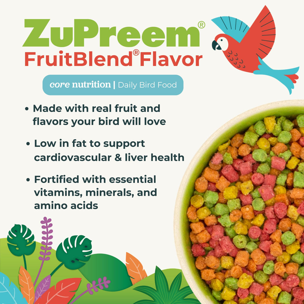 ZuPreem primeros planos de pellets frutales que atraen al ave