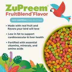 ZuPreem primeros planos de pellets frutales que atraen al ave