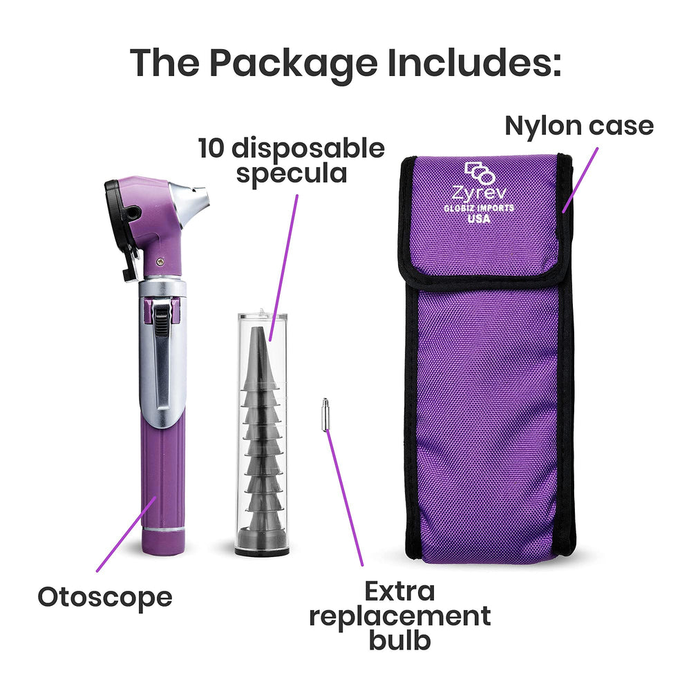 ZYREV otoscopio dentro de funda de nailon para transporte seguro