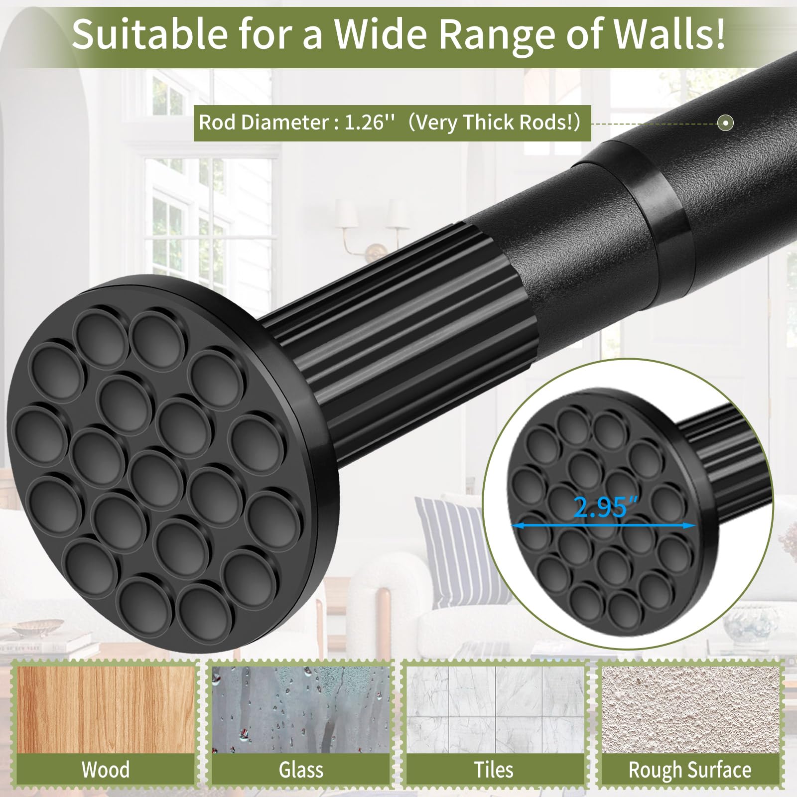 ZYRW barra instalada en baño con cortina, sujeta sin taladrar y sin oxidarse
