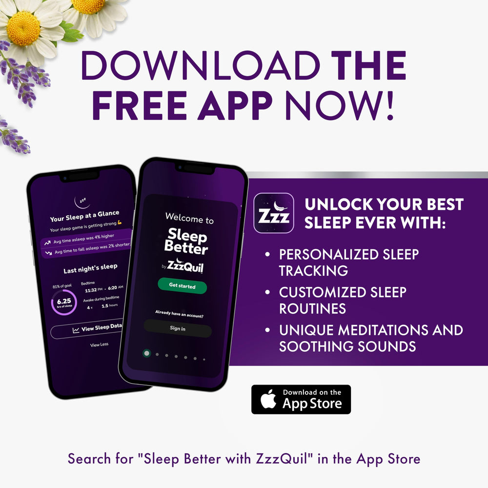 ZzzQuil botella abierta y cápsulas dispersas para visual de contenido