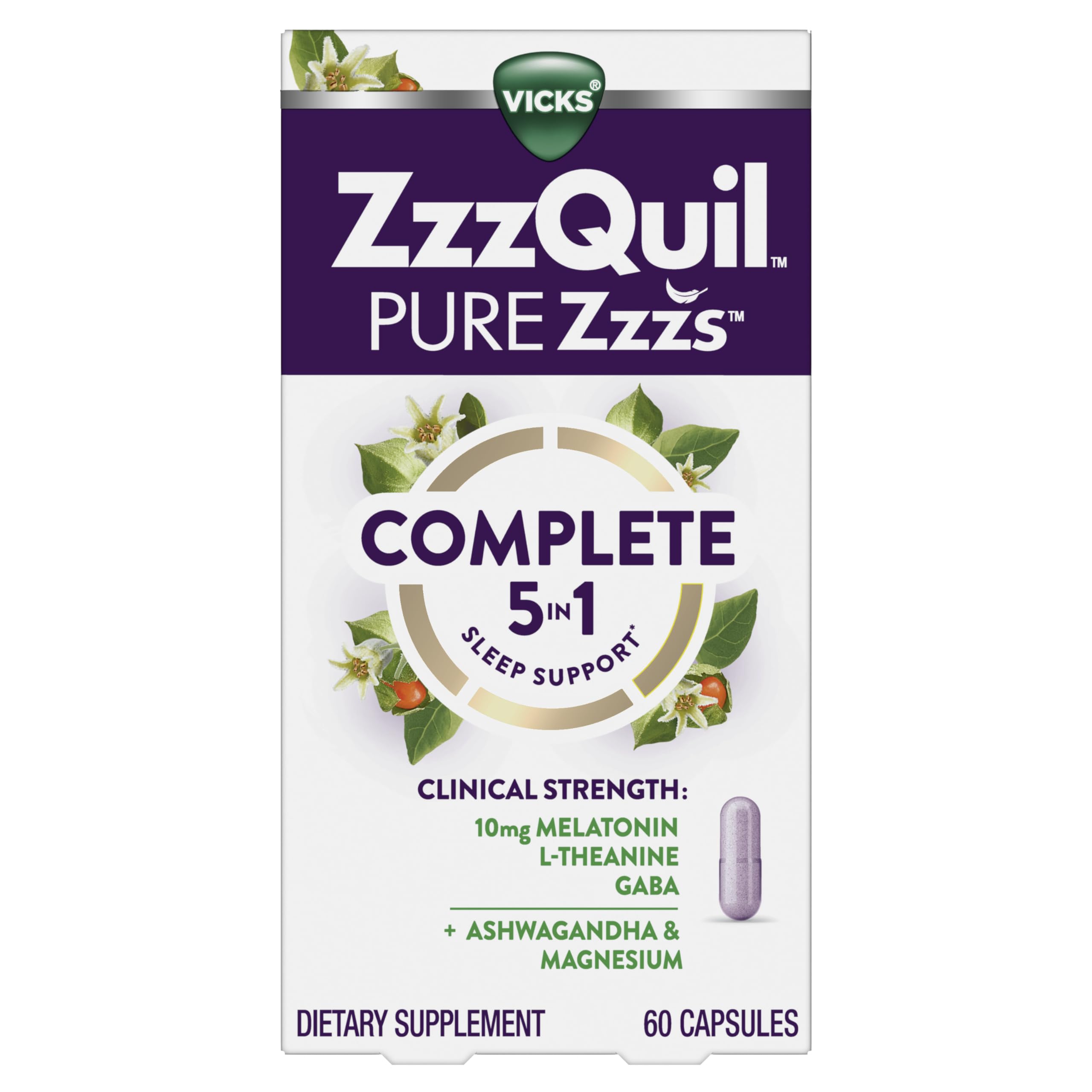 ZzzQuil envase frontal mostrando la fórmula completa y beneficios